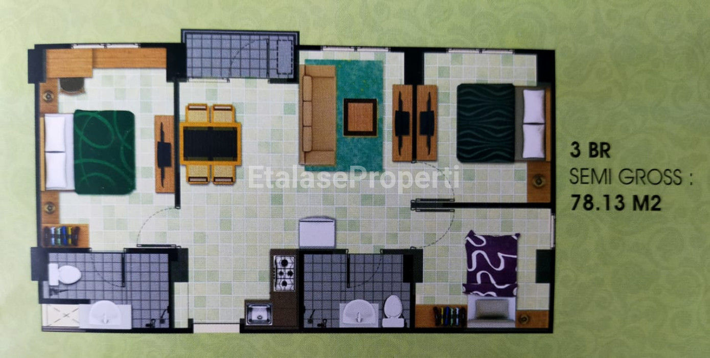 Foto properti Disewakan Apartemen Puncak Dharmahusada 3br Kosongan Pool View   Tower C Lantai 11 Unit 11 - 23   3 Kamar Tidur  2 Kamar Mandi  Luas 78 M2  View Pool Sewa 35 Juta/ Tahun, Nego  MRF 4